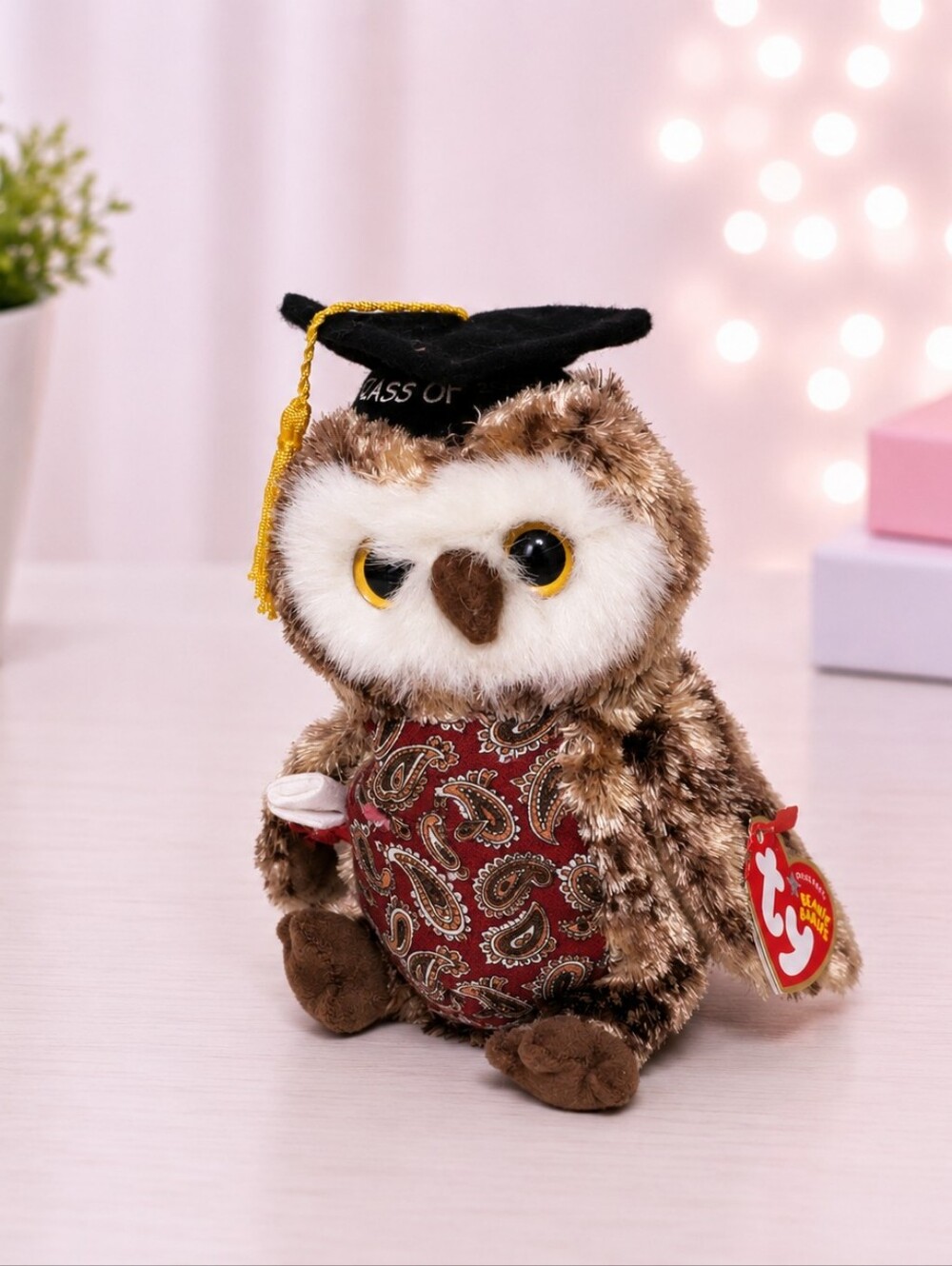 Ty Beanie Baby Smarty Graduation Owl